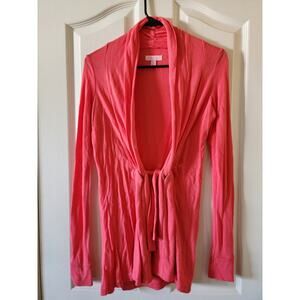 Lilly Pulitzer Abington Tie Front Cardigan XS Coral Pink Shawl Collar